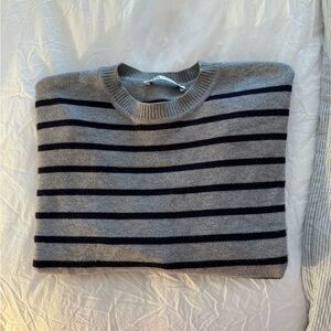 Gray and Navy Striped Sweater